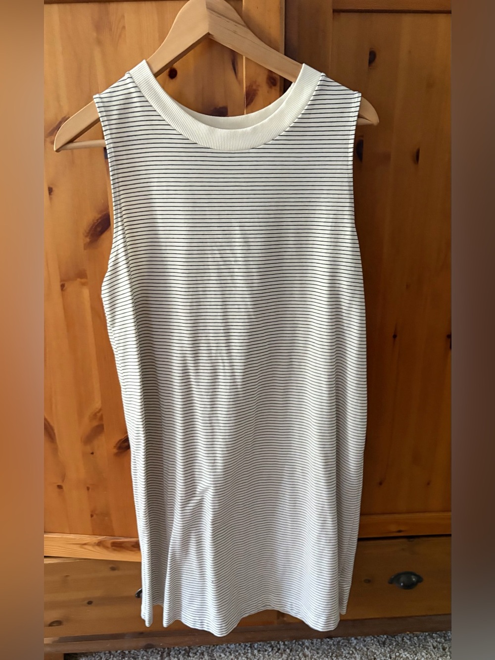 A New Day Ivory and Black Striped Sleeveless Knit Dress